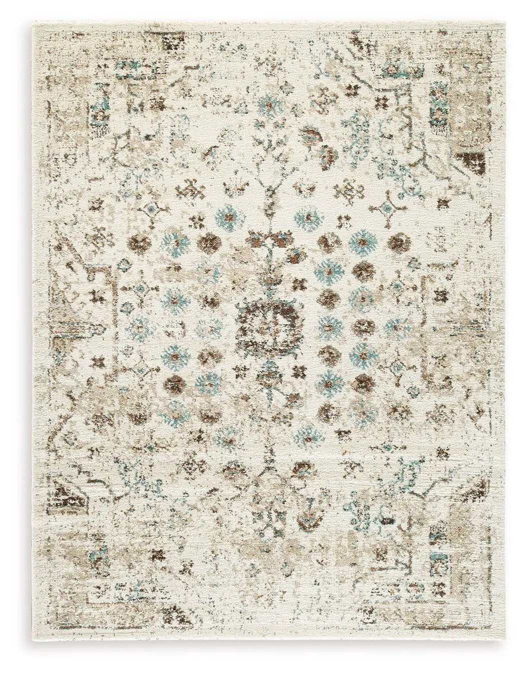 Jossler rug, beige distressed oriental area rug with blue accents, Unique Piece Furniture on Tampa Home & Garden Store