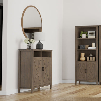 Ela medium storage cabinet smoky brown wood, accent cabinet pair shown on Tampa Home & Garden Store