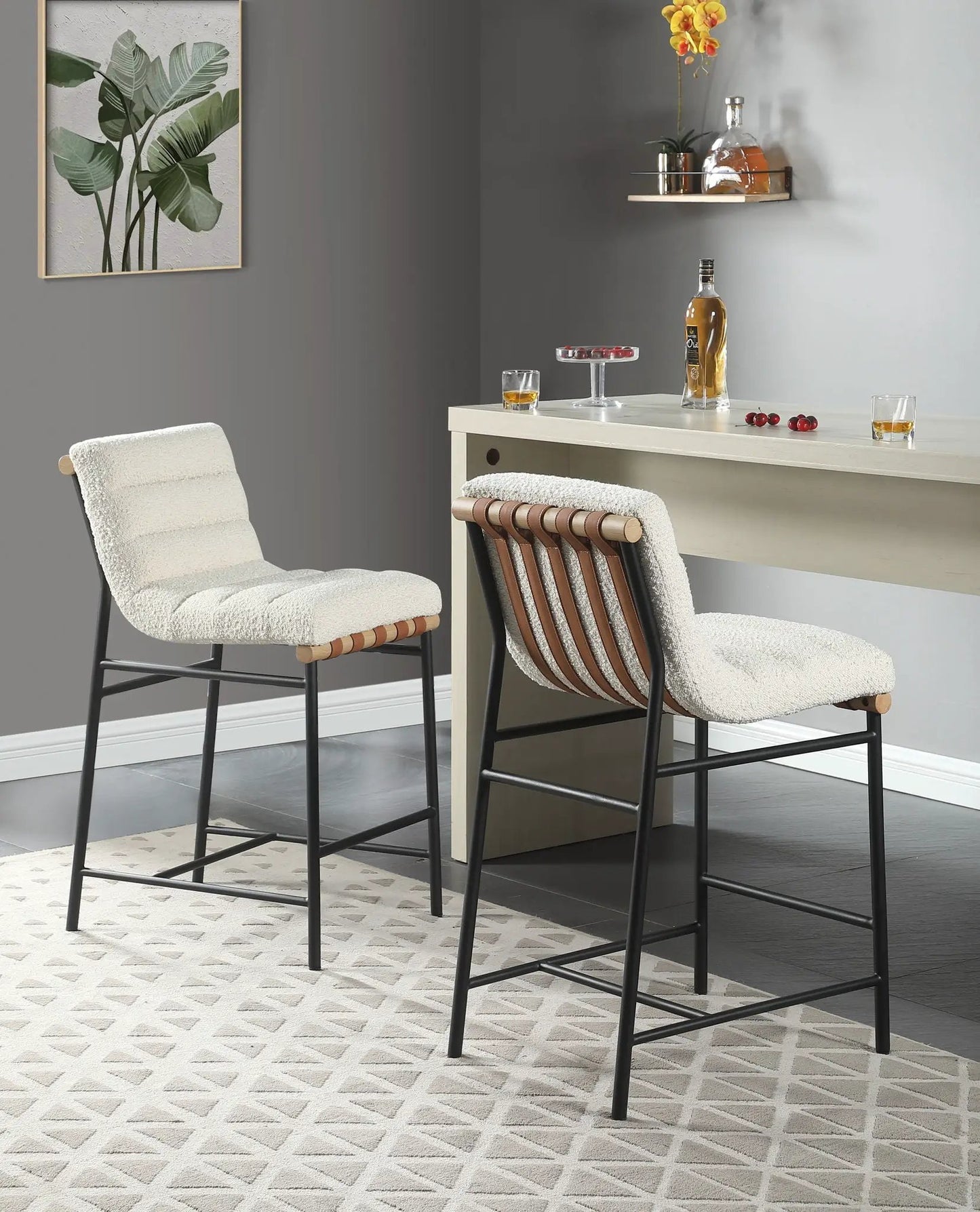 Lahni Boucle Fabric Counter Height Dining Chair