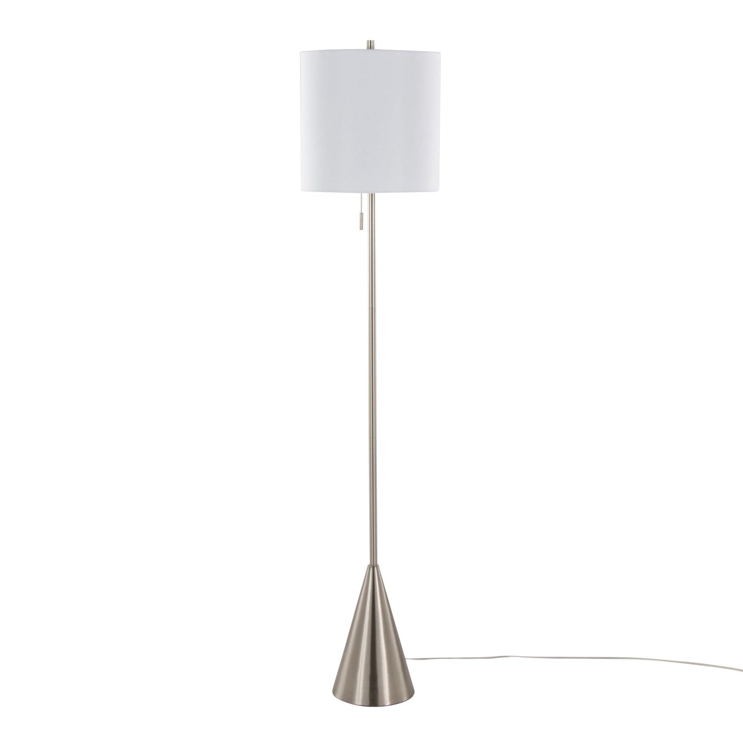 Cone Contemporary Floor Lamp white shade, brushed nickel pole and cone base HouseOfZazla on Tampa Home & Garden Store