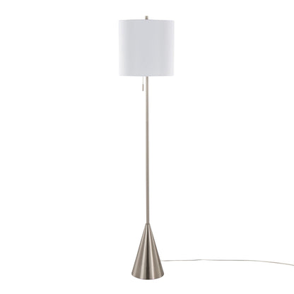 Cone Contemporary Floor Lamp white shade, brushed nickel pole and cone base HouseOfZazla on Tampa Home & Garden Store