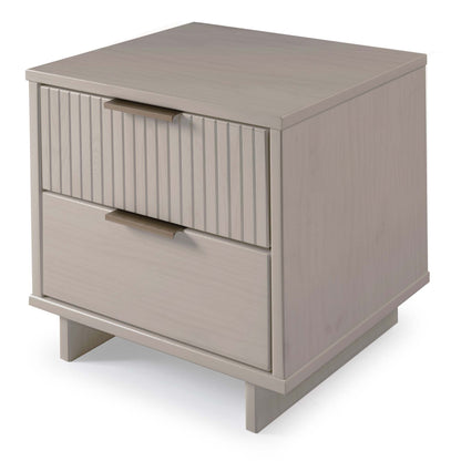 Granville 2-Drawer Accent Nightstand, solid wood gray with ribbed fronts by HouseOfZazla on Tampa Home & Garden Store