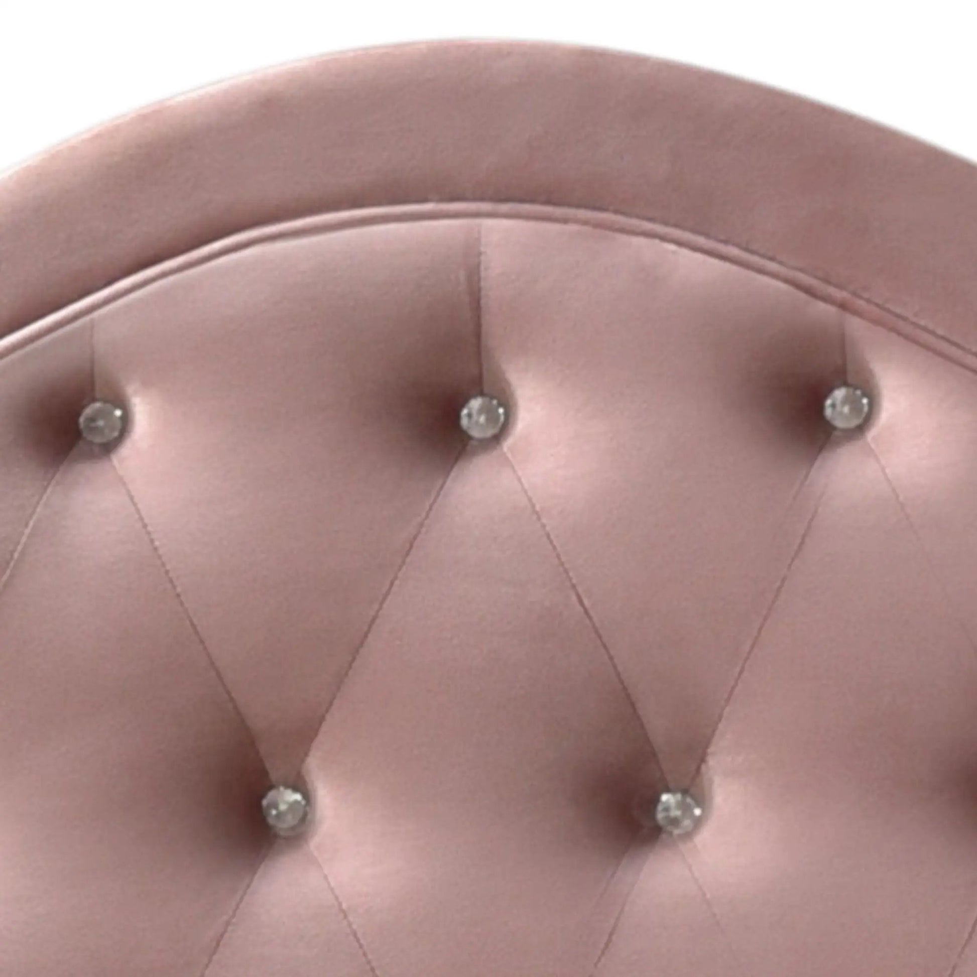 Reggie twin bed pink velvet upholstered headboard with crystal button tufting on Tampa Home & Garden Store