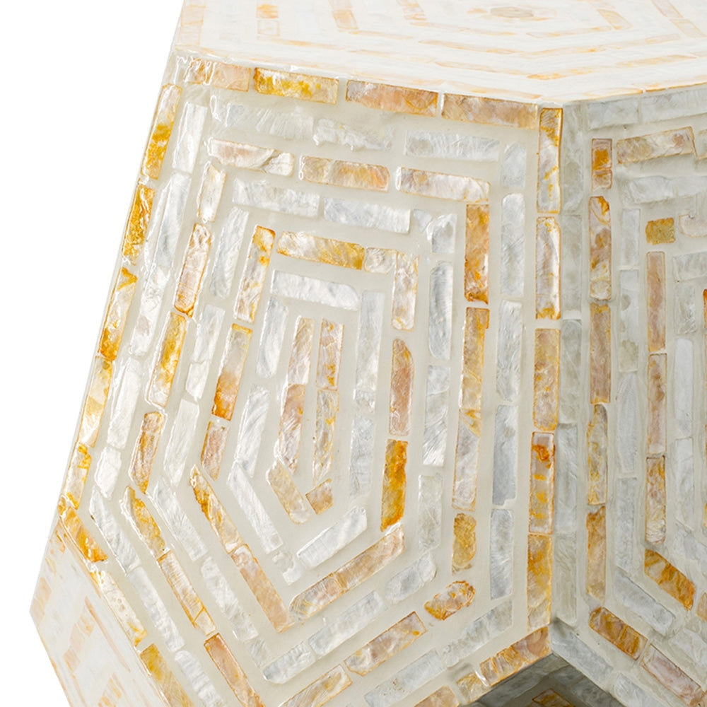 End table Hexagonal Capes Capiz mosaic in cream and yellow by HouseOfZazla on Tampa Home & Garden Store