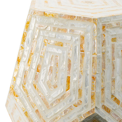 End table Hexagonal Capes Capiz mosaic in cream and yellow by HouseOfZazla on Tampa Home & Garden Store