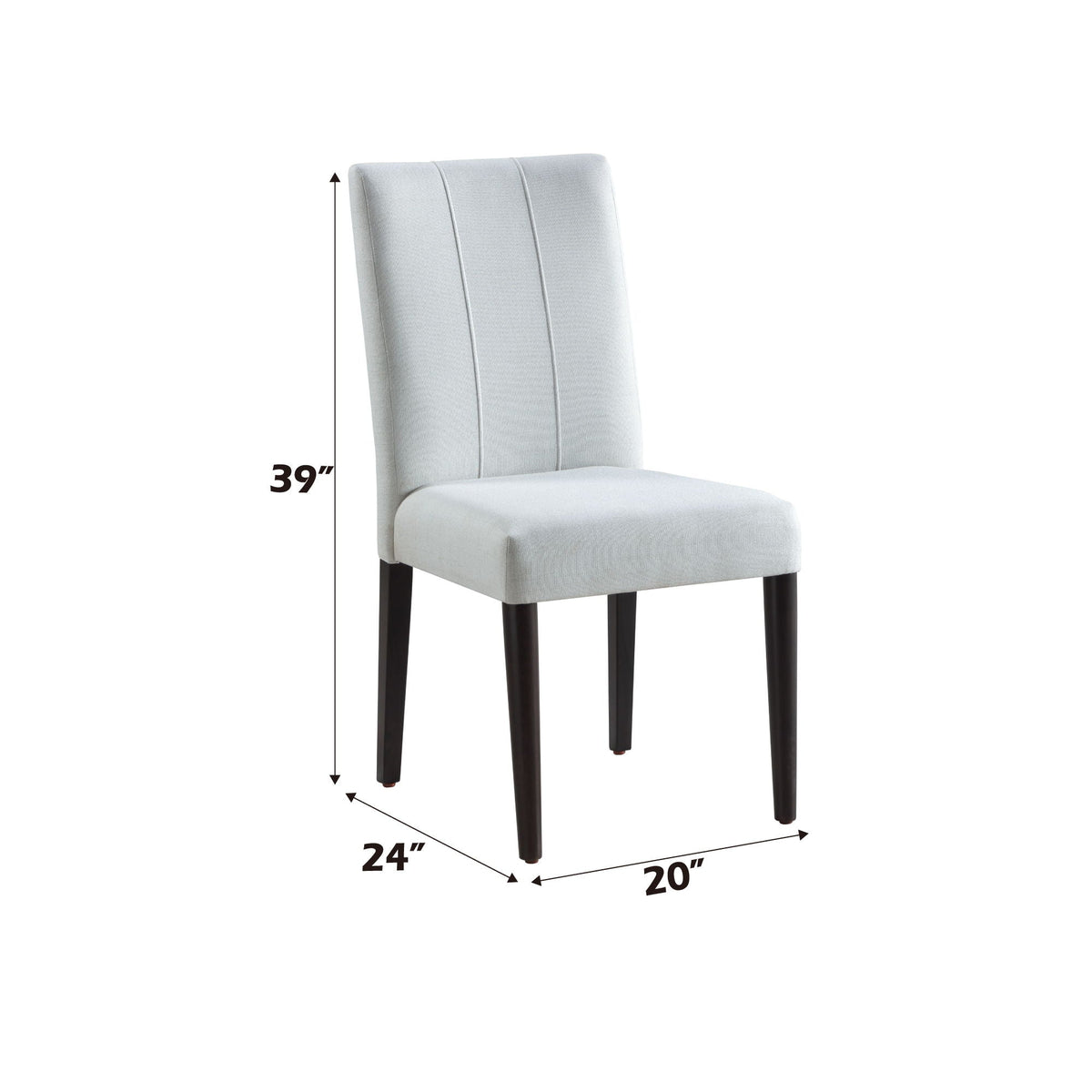 White padded side chair Carena set of 2 by HouseOfZazla, white upholstery, dark wood legs on Tampa Home & Garden Store