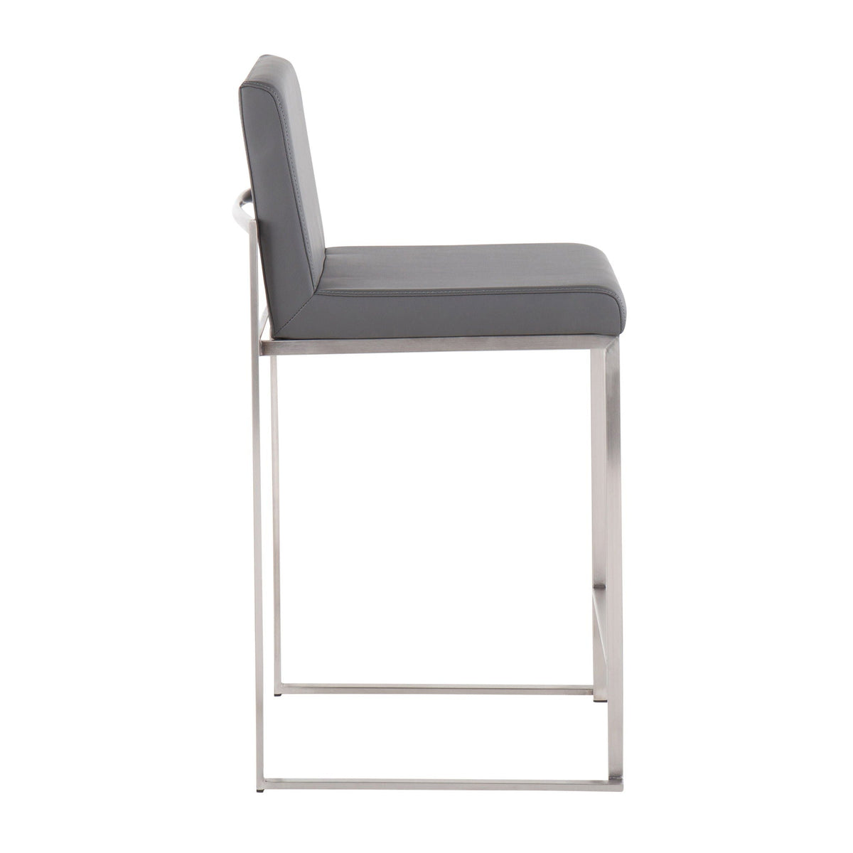 Contemporary high-back counter stool with padded gray backrest and seat, chrome frame on Tampa Home & Garden Store