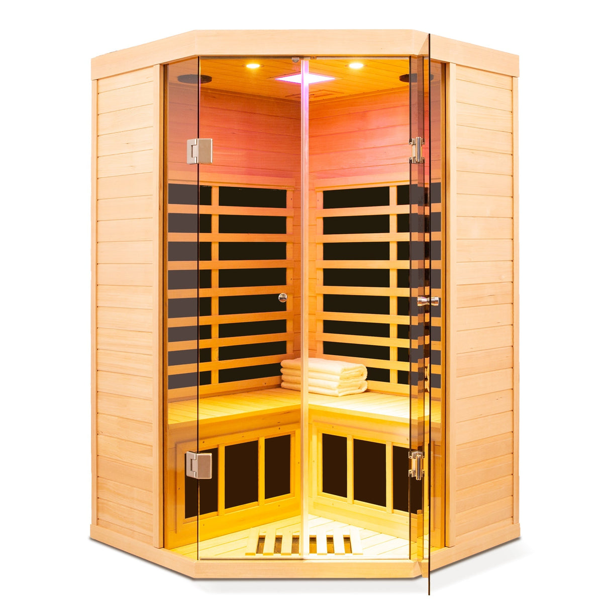 Deluxe Hemlock far infrared corner sauna with glass front for two by HouseOfZazla on Tampa Home & Garden Store