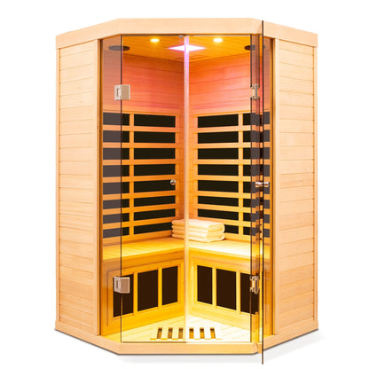 Deluxe Hemlock far infrared corner sauna with glass front for two by HouseOfZazla on Tampa Home & Garden Store