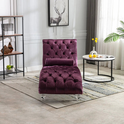 Indoor Chaise Lounge With Button Tufted Pillow