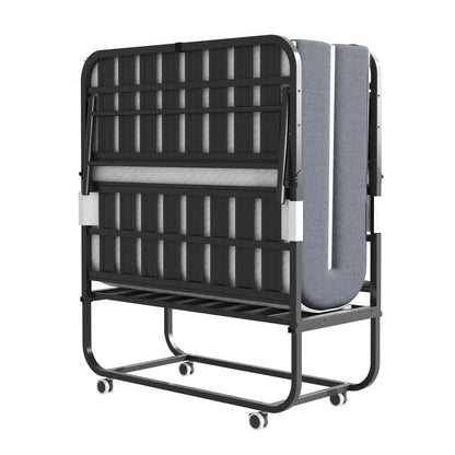 Twin Extra Long Bed and Foam Mattress Black