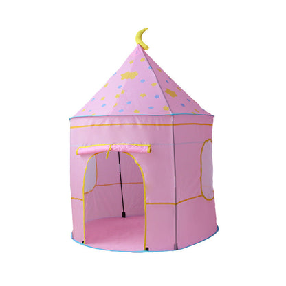 Children's pink castle tent for indoor play, My Store princess tent with yellow trim on Tampa Home & Garden Store