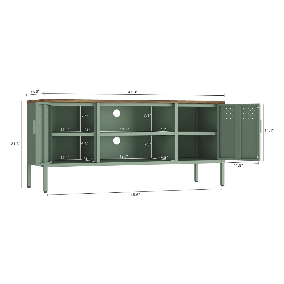 Storage Cabinet TV Stand with steel frame and dual cabinets in green by HouseOfZazla on Tampa Home & Garden Store