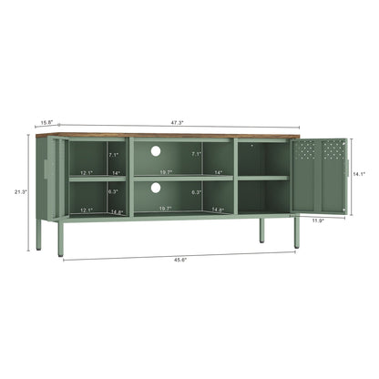 Storage Cabinet TV Stand with steel frame and dual cabinets in green by HouseOfZazla on Tampa Home & Garden Store
