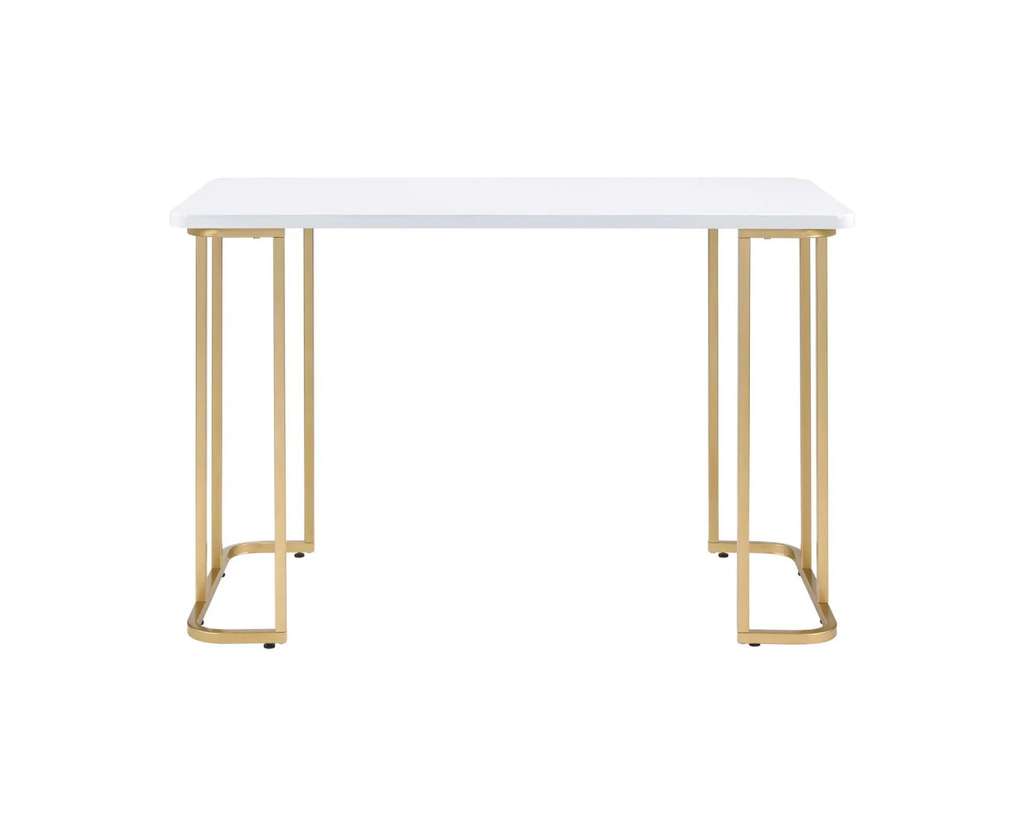 Estie Writing Desk White and Gold Finish