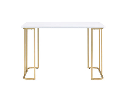 Estie Writing Desk White and Gold Finish