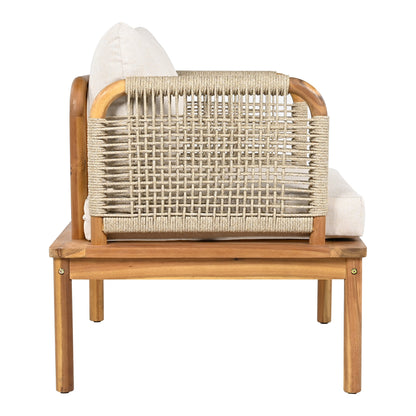 Set of Two Outdoor Acacia Wood Rope Club Chairs