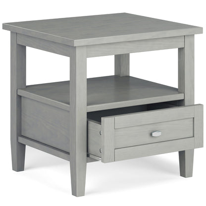 Warm Shaker Coffee Table by HouseOfZazla with drawer and shelf in gray-washed wood on Tampa Home & Garden Store