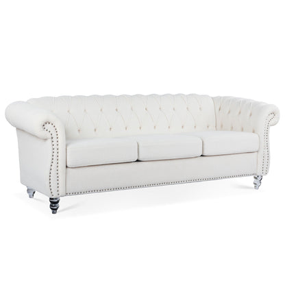 Rolled Arm Chesterfield Three Seater Sofa
