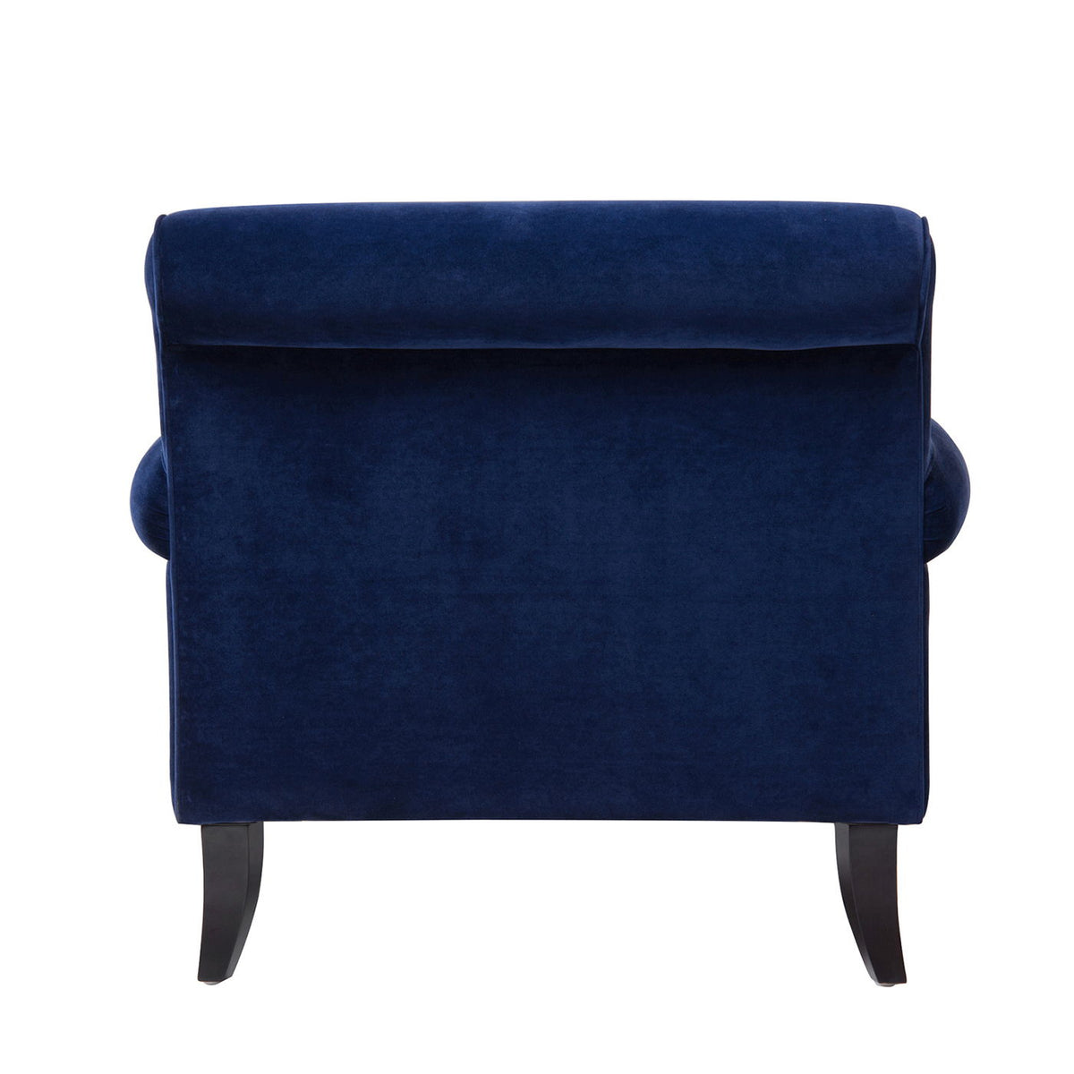 Accent arm chair with casters in blue velvet upholstery and solid hardwood frame on Tampa Home & Garden Store