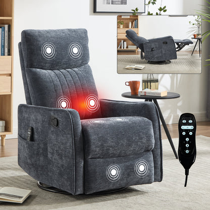 Blue heat massage recliner chair by HouseOfZazla in blue fabric with massage nodes and remote on Tampa Home & Garden Store