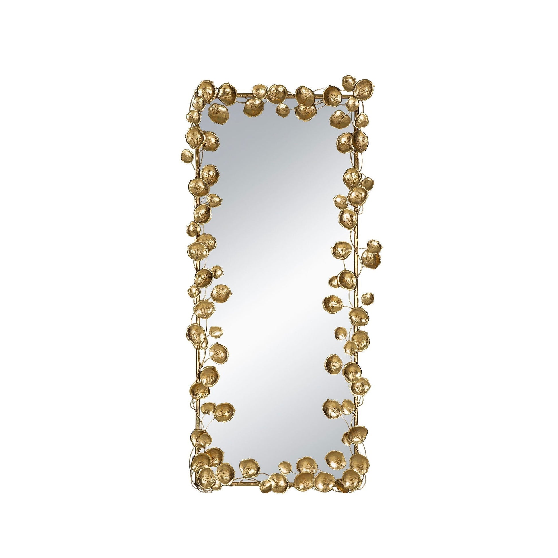 Full Length Mirror with Gold Leaf Accents, gold leaf ball garland frame, floor mirror on Tampa Home & Garden Store