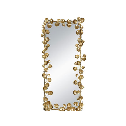 Full Length Mirror with Gold Leaf Accents, gold leaf ball garland frame, floor mirror on Tampa Home & Garden Store
