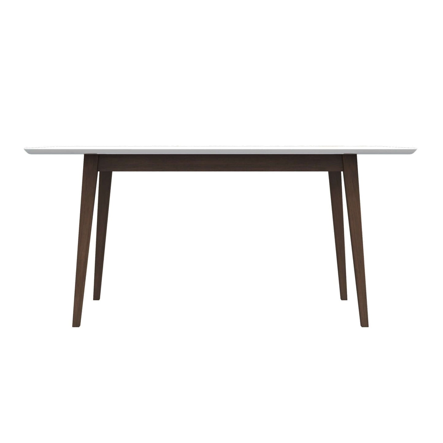 Levi Modern Style Rectangular Dining Kitchen Table with white top and dark brown tapered legs on Tampa Home & Garden Store