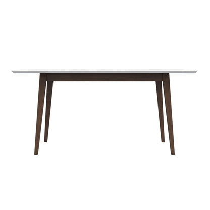 Levi Modern Style Rectangular Dining Kitchen Table with white top and dark brown tapered legs on Tampa Home & Garden Store