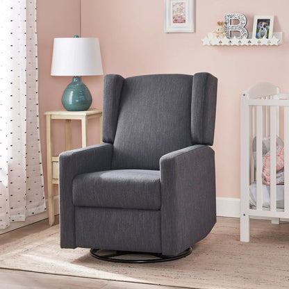 Landau Contemporary Fabric Upholstered Swivel Recliner in gray fabric Unique Piece Furniture on Tampa Home & Garden Store