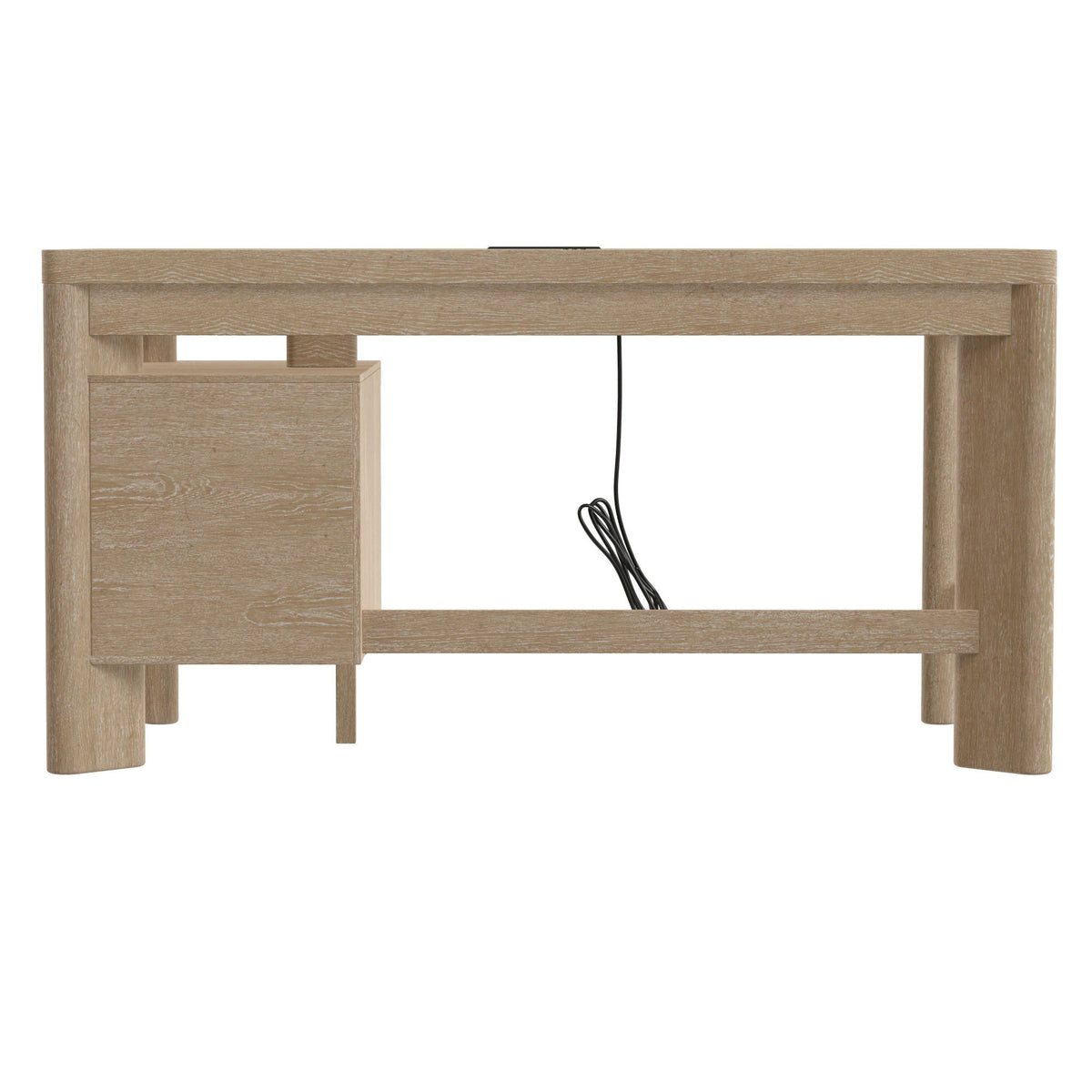 Tan wood writing desk with 58-inch spacious surface, natural grain, HouseOfZazla on Tampa Home & Garden Store