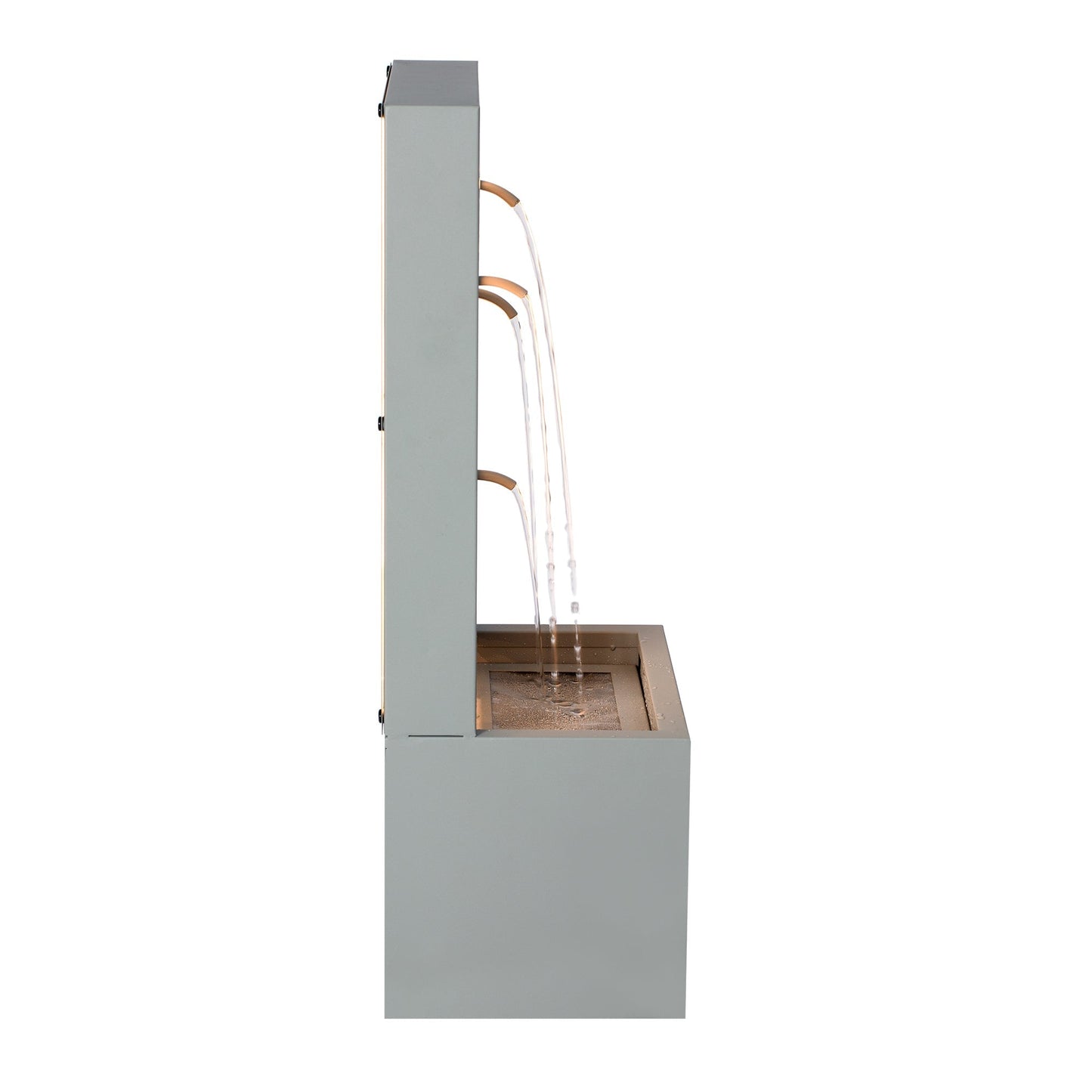 Gray Metal Leaf Cutout Outdoor Fountain with Led