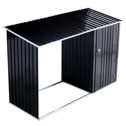 Outdoor Galvanized Firewood and Storage Shed