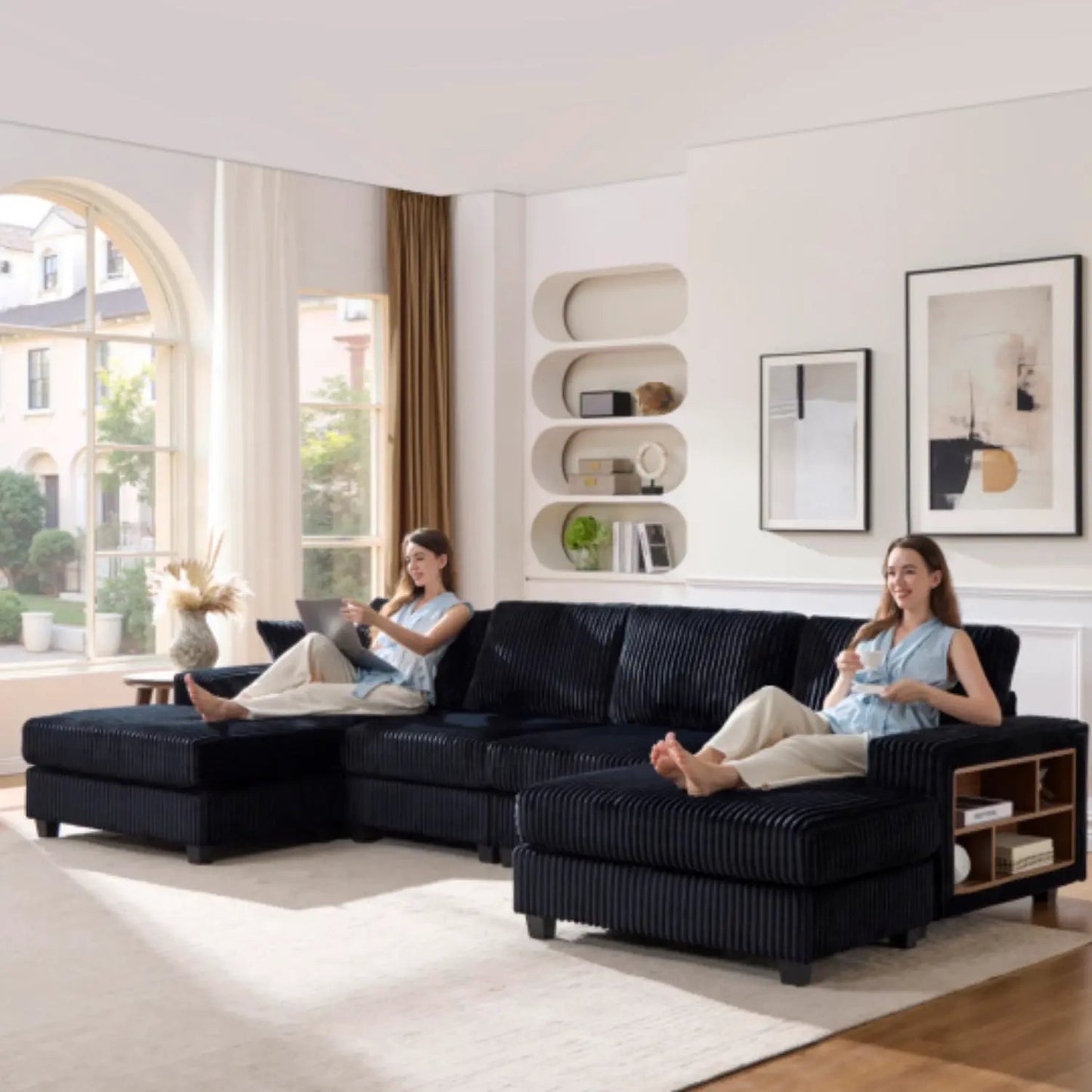U Shaped Convertible Sofa Four Seater Lounge
