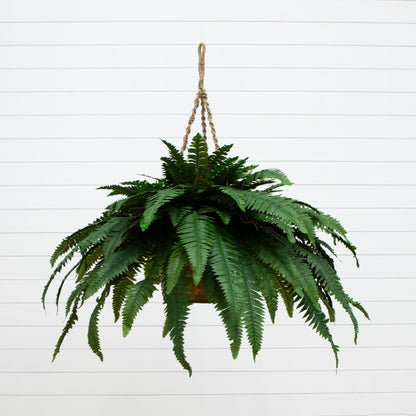 29" Artificial Double Giant Boston Fern Hanging Basket - Tampa Home & Garden Store