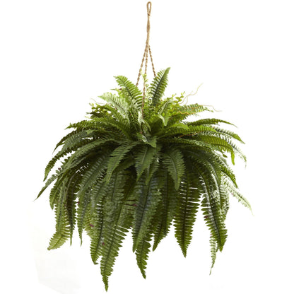 29" Artificial Double Giant Boston Fern Hanging Basket - Tampa Home & Garden Store