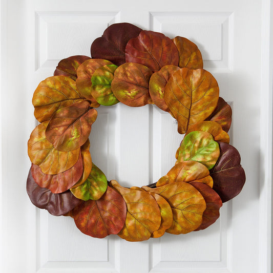 29” Fiddle Leaf Artificial Wreath - Tampa Home & Garden Store