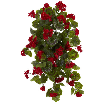 29” UV Resistant Geranium Artificial Hanging Plant (Indoor/Outdoor) - Set of 2 - Tampa Home & Garden Store