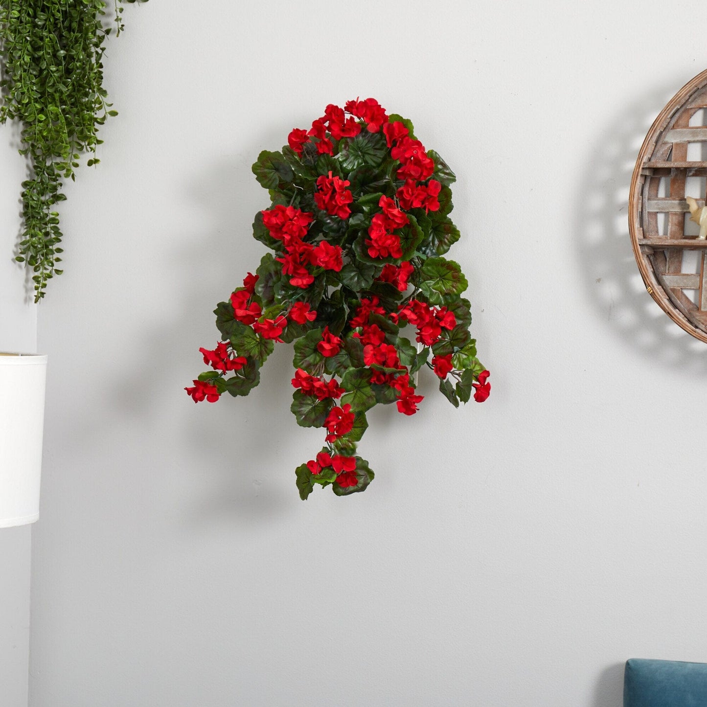29” UV Resistant Geranium Artificial Hanging Plant (Indoor/Outdoor) - Set of 2 - Tampa Home & Garden Store