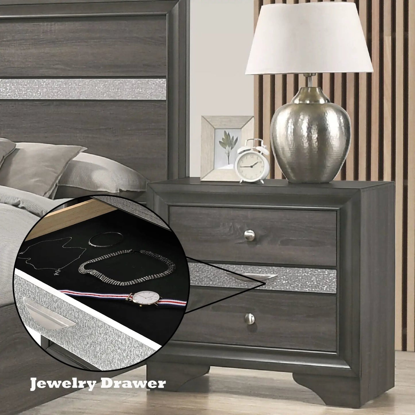 Naima Chic Nightstand With Jewelry Drawer