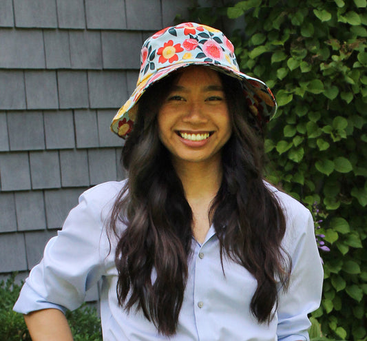 Cotton bucket sun hat in Heirloom Garden floral print by Womanswork on Tampa Home & Garden Store