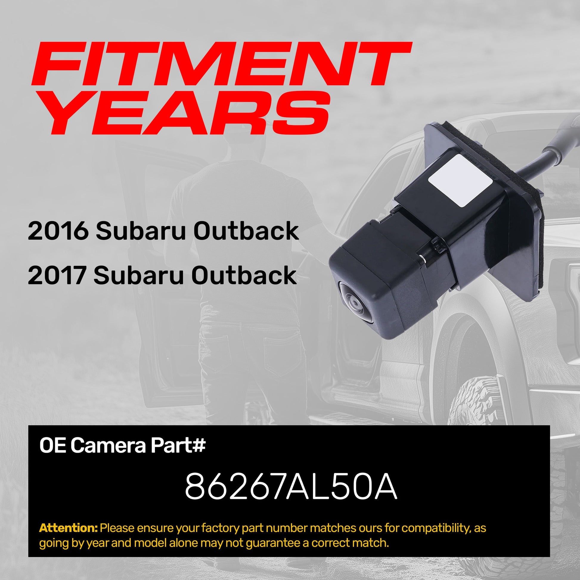 Master Tailgaters OE backup camera for Subaru Outback 2016-2017, OEM Part #86267AL50A on Tampa Home & Garden Store