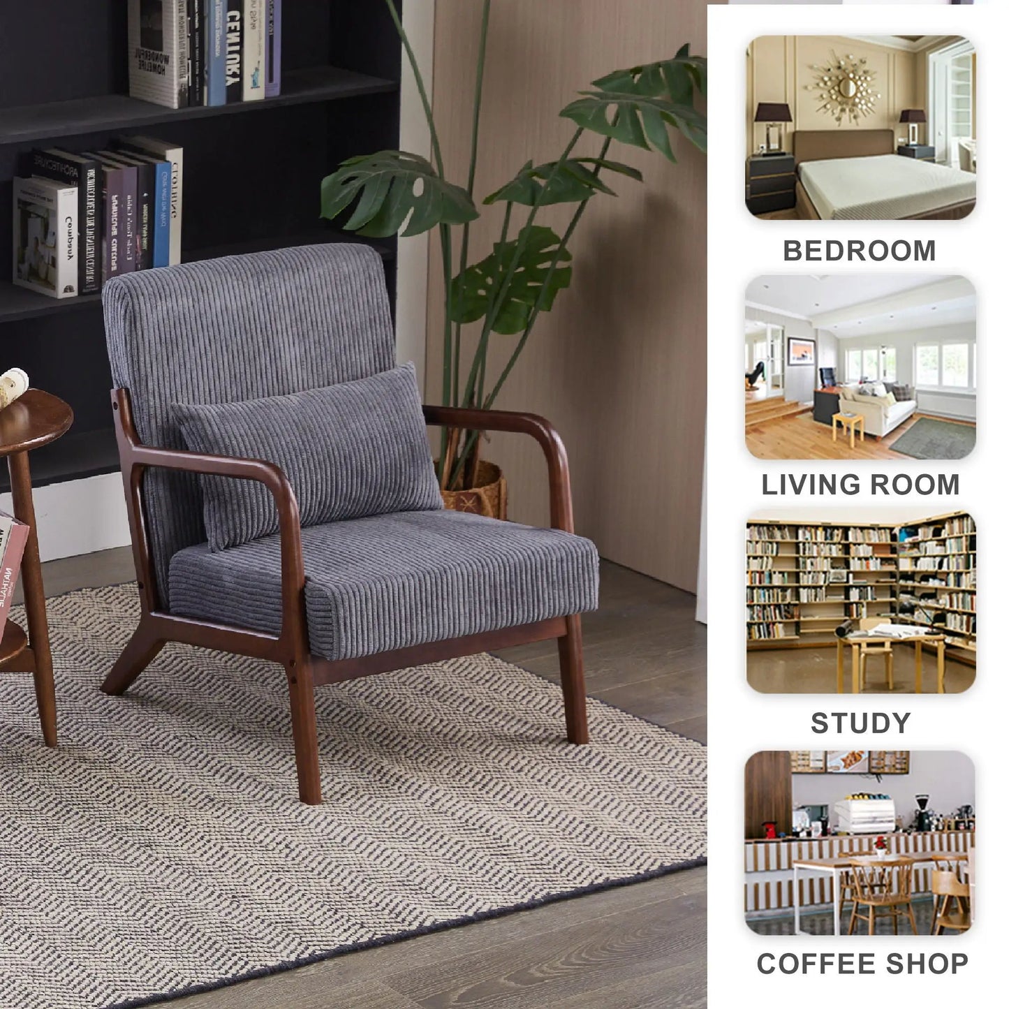 Modern Accent Chair with Pillow and Wood Frame