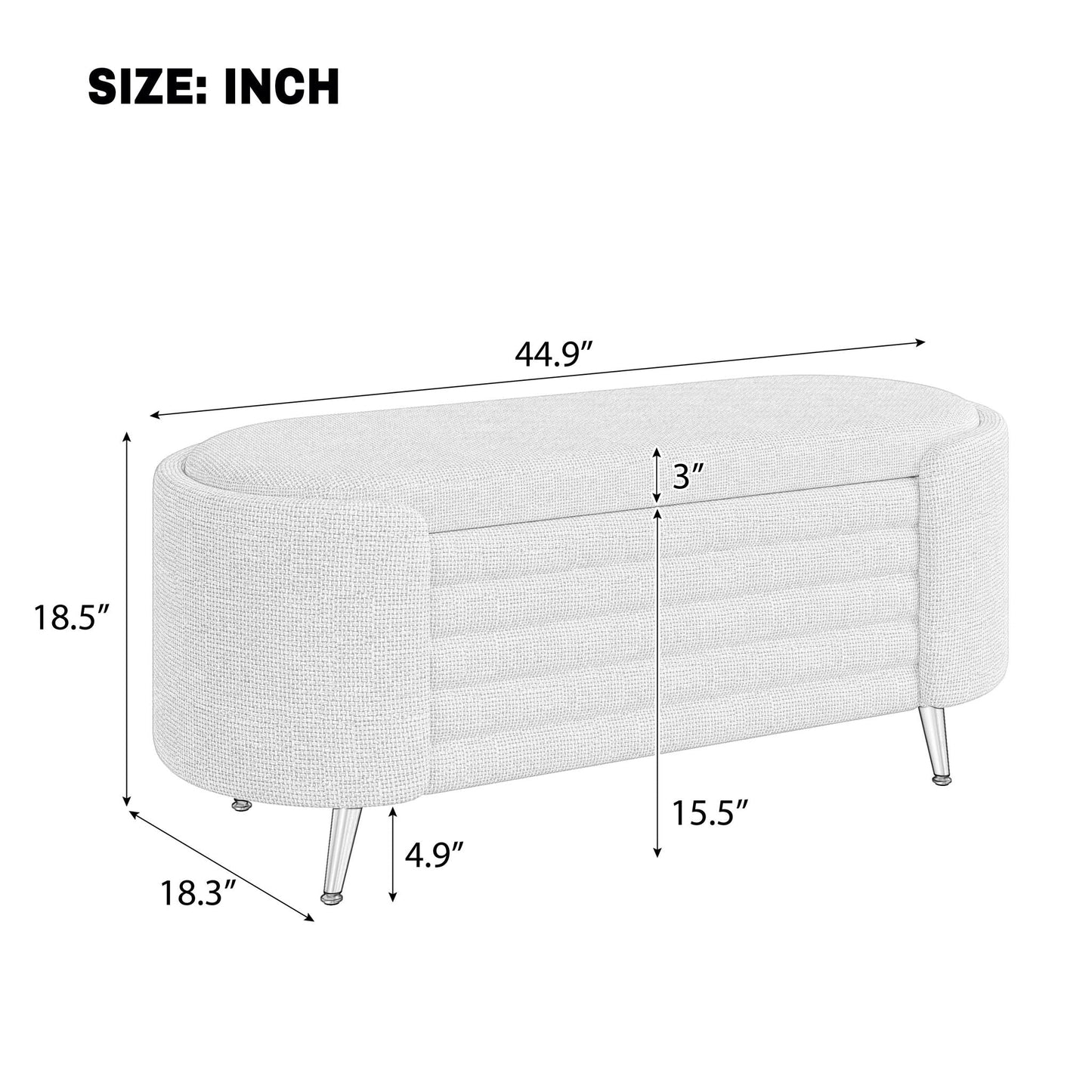 Contemporary Oval Upholstered Storage Ottoman
