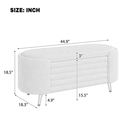 Contemporary Oval Upholstered Storage Ottoman