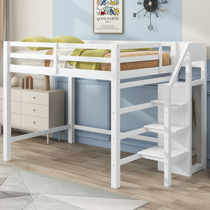White loft bed with built-in storage wardrobe and staircase by HouseOfZazla on Tampa Home & Garden Store