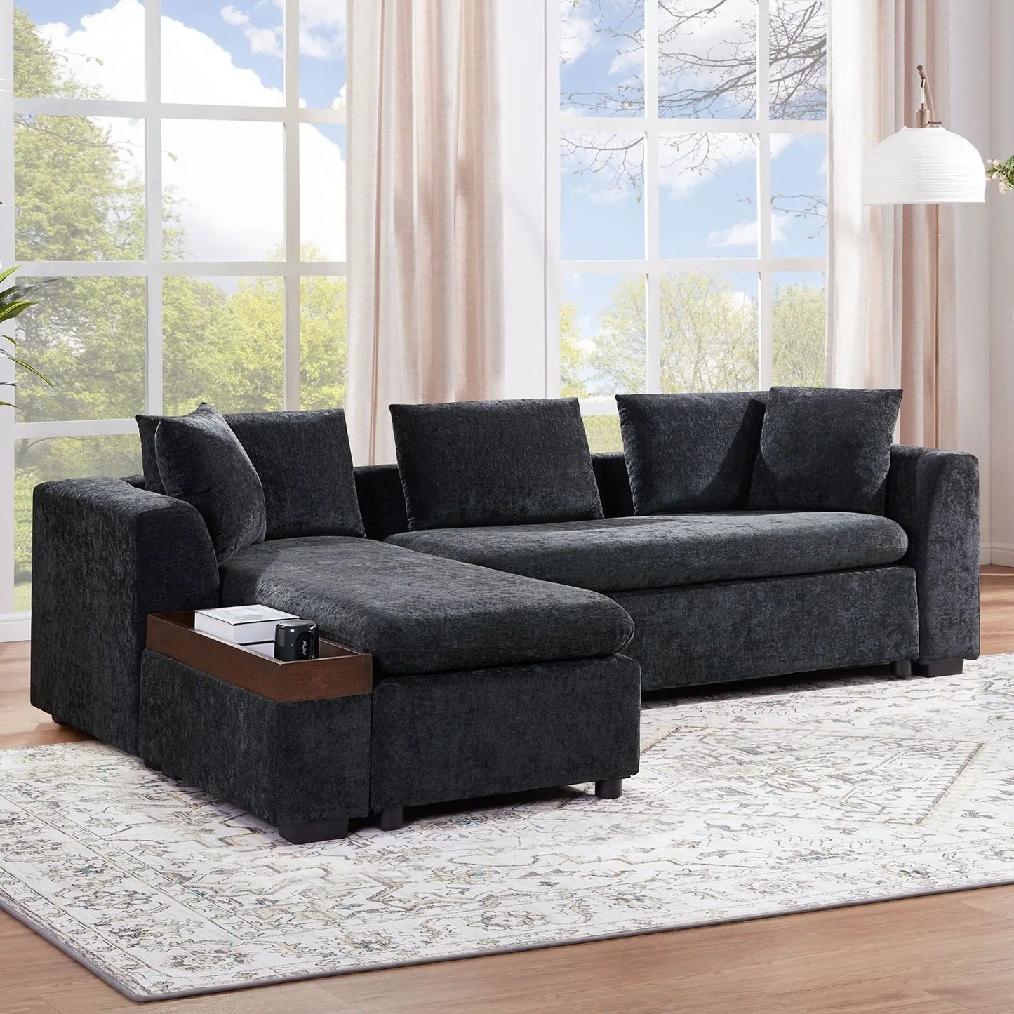 Modern L Shaped Sectional Sofa with Storage