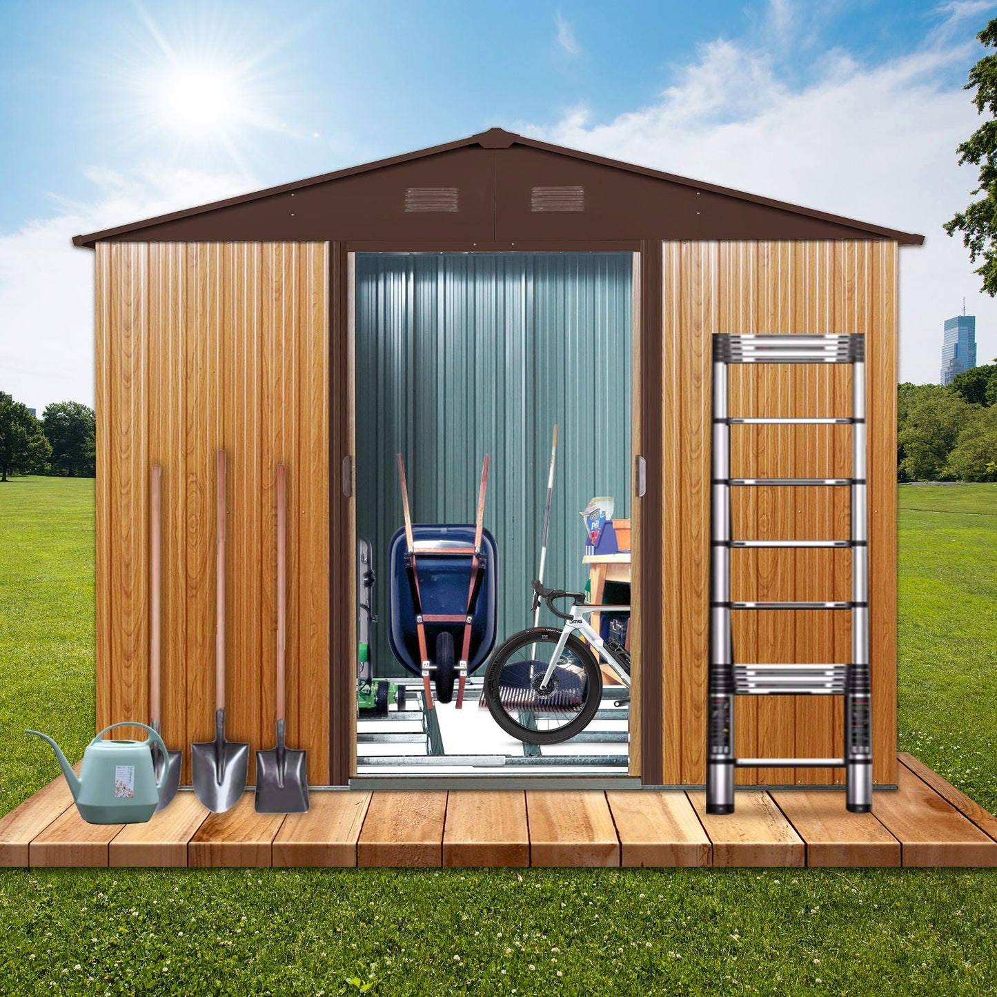 Outdoor Metal Storage Shed And Floor Base