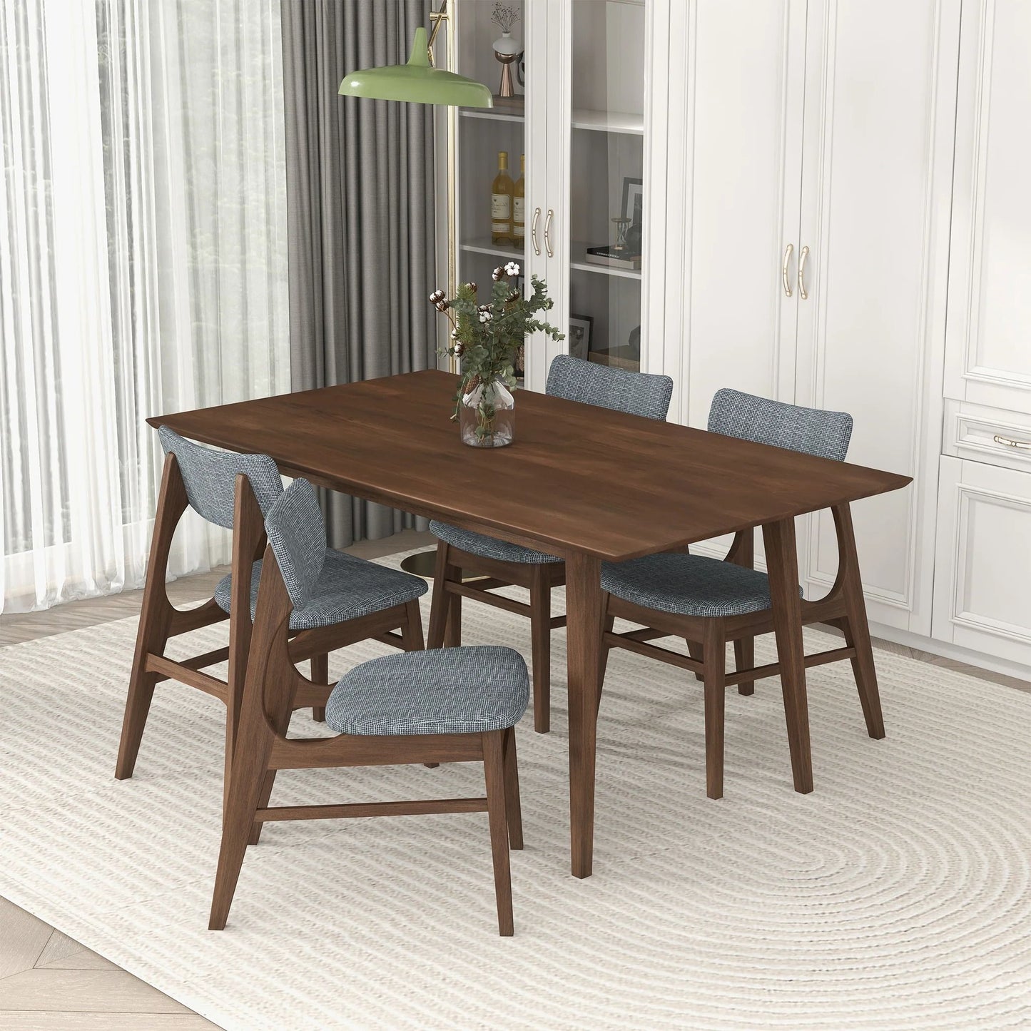 Mary Modern Style Rectangular Dining Table with grey upholstered chairs in wood by HouseOfZazla on Tampa Home & Garden Store