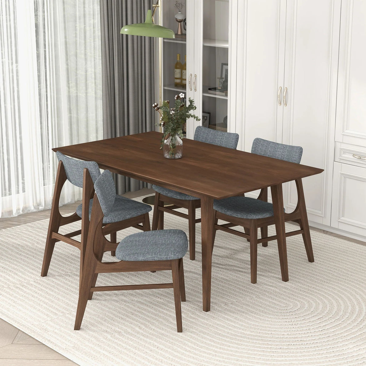 Mary Modern Style Rectangular Dining Table with grey upholstered chairs in wood by HouseOfZazla on Tampa Home & Garden Store